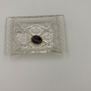 Imperial Glass Hand Crafted Ashtray Clear Diamond Cut Vintage USA‎